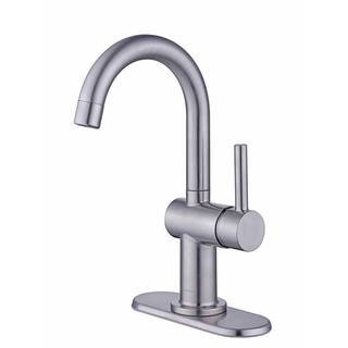 Glacier Bay Dorind Single Hole Single-Handle Deck Mount High-Arc Bathroom Faucet in Brushed Nickel HD67108W-6004