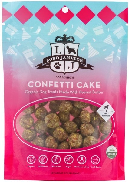 Lord Jameson Little Rewards Confetti Cake Grain-Free Dog Treats， 3-oz bag