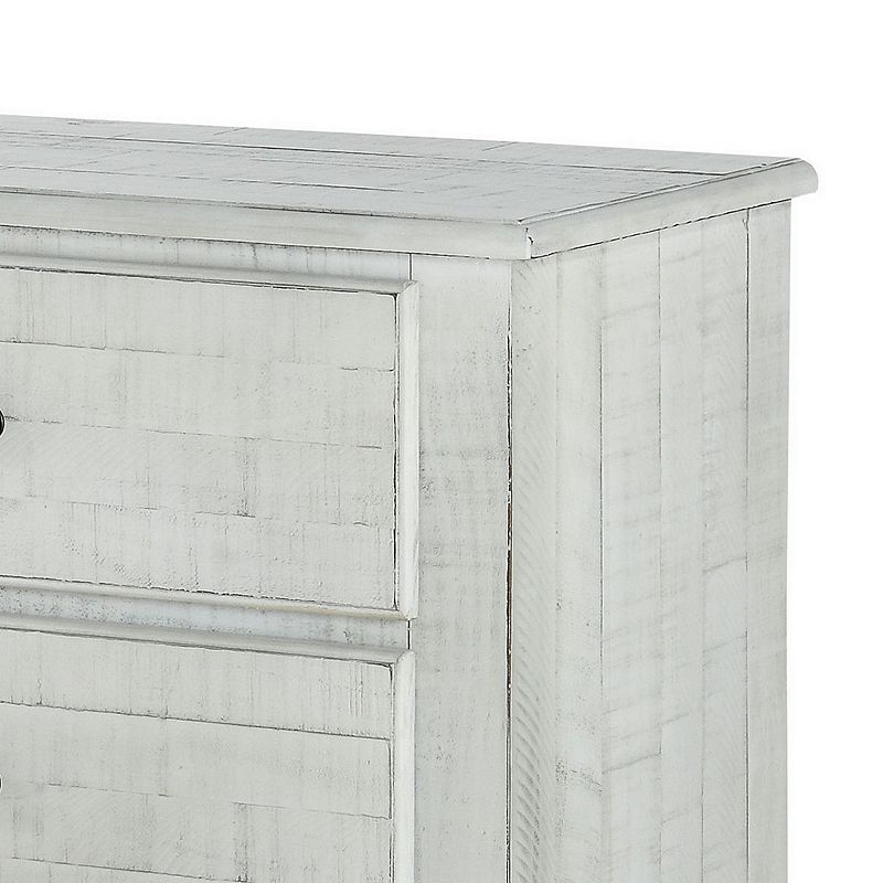 28 Inch 2 Drawer Plank Style Nightstand， Weathered White