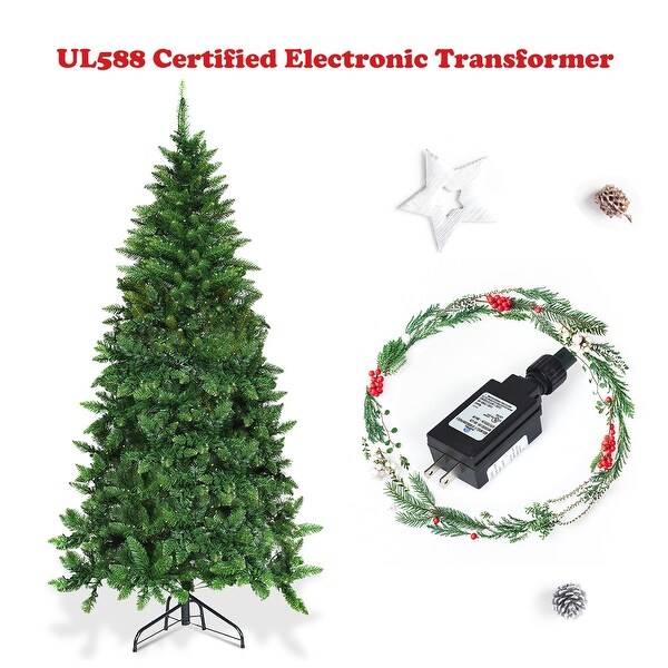 Gymax 6ft LED Prelit Half Christmas Tree PVC Artificial Tree w/ 8