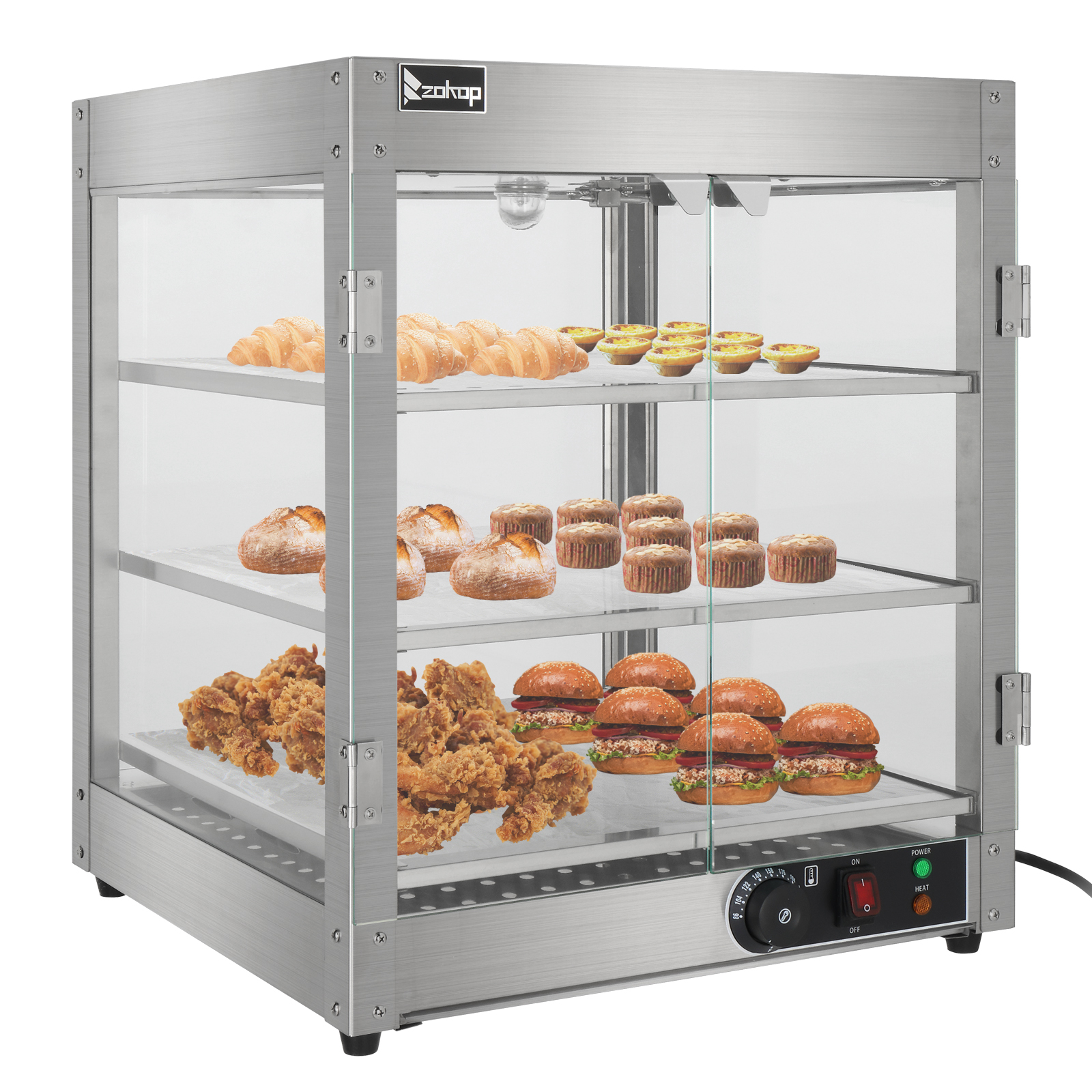 Ktaxon Commercial Food Warmer 3-Tier Countertop Food Pizza Pastry Warmer Display Case 800W 110V