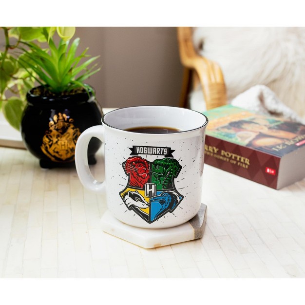 Silver Buffalo Harry Potter Hogwarts Crest Ceramic Camper Mug Holds 20 Ounces