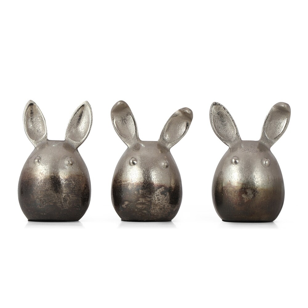 Derwent Indoor Aluminum Handcrafted Bunny Figurines by Christopher Knight Home   3.25\