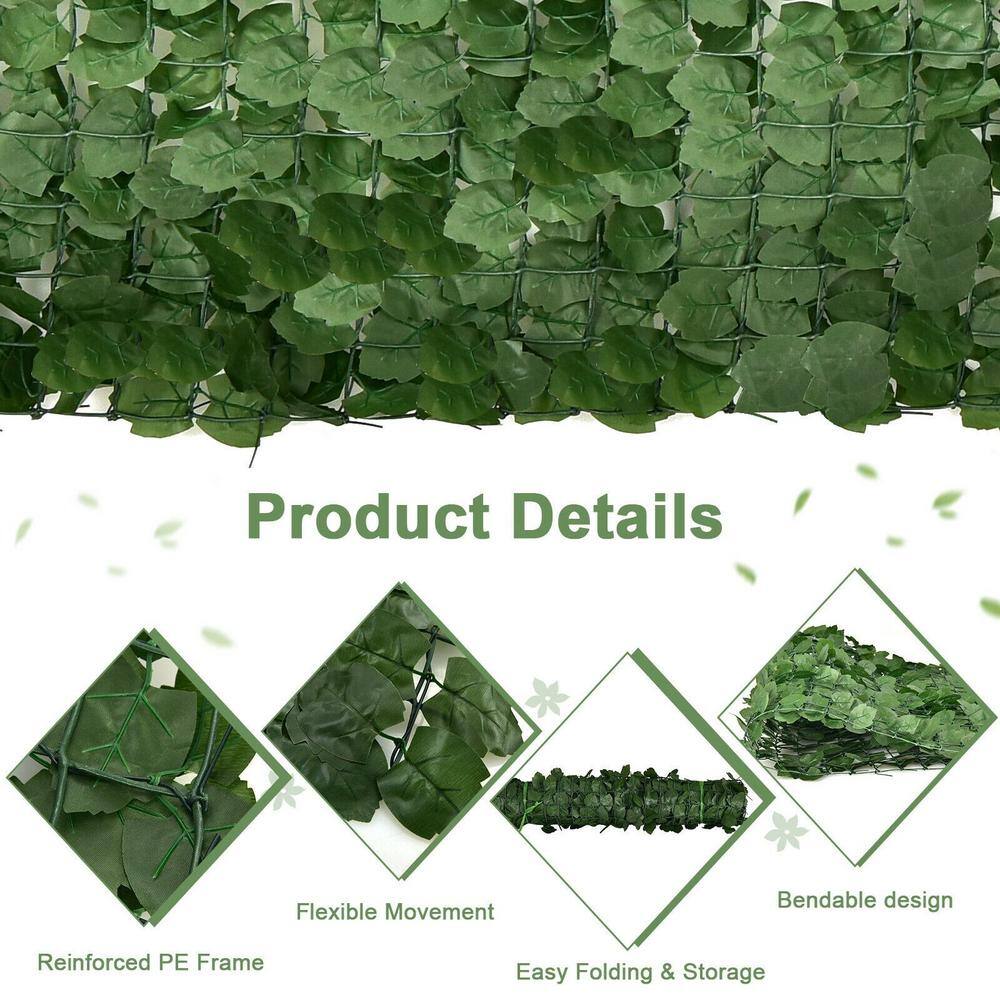 WELLFOR 118 in. W x 39.4 in. D Polyester Artificial Ivy Privacy Garden Fence in Dark Green (4-Piece) NP-HPY-10484-4