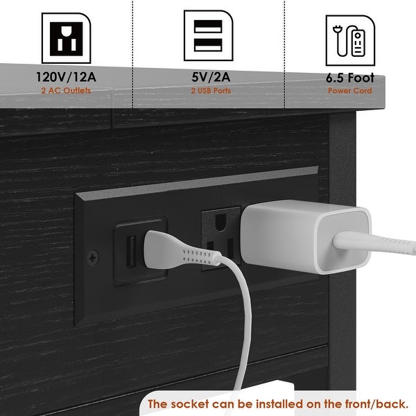 End Table with Charging Station， Side Table and Nightstand with USB Ports and Outlets