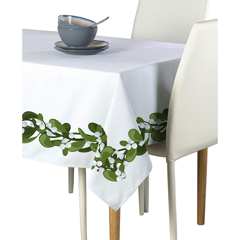 Square Tablecloth， 100% Polyester， 54x54， Mistletoe Garland