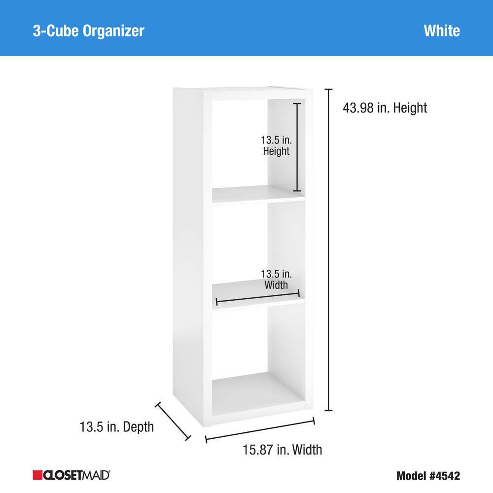 ClosetMaid 43.98 in. H x 15.87 in. W x 13.50 in. D White Wood Large 3-Cube Organizer 4542