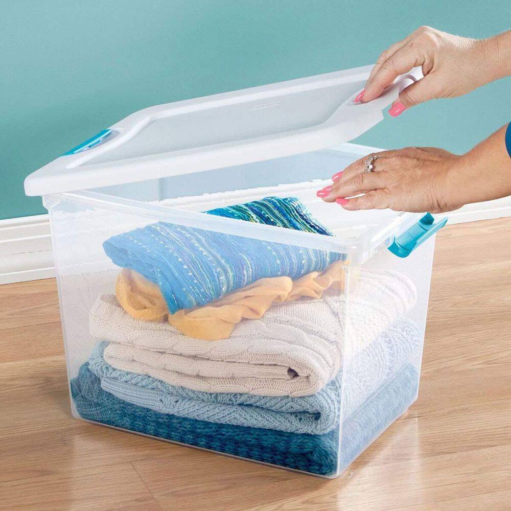 Sterilite 25 qt. Capacity Clear Storage Tote with Secure Latch Handles (6 Pack) 6 x 14958006