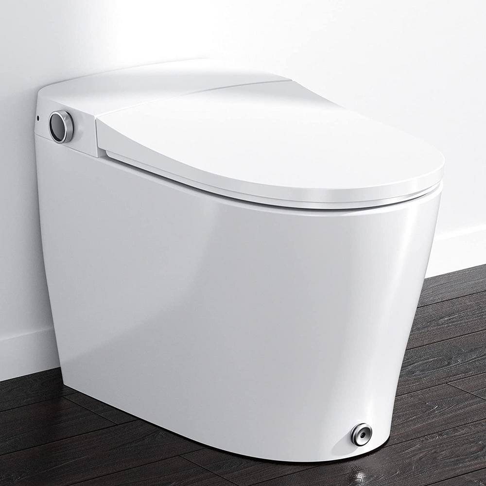 HOROW Elongated Smart Toilet Bidet in White with Auto Open Auto Close Auto Flush Heated Seat and Remote HR-0005