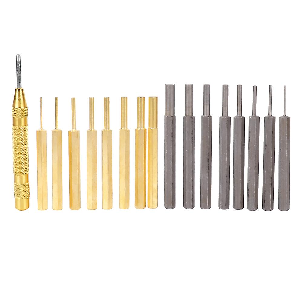 18pcs Professional Carbon Steel Brass Punch Tool Kit Set Leather Craft Hand Tool