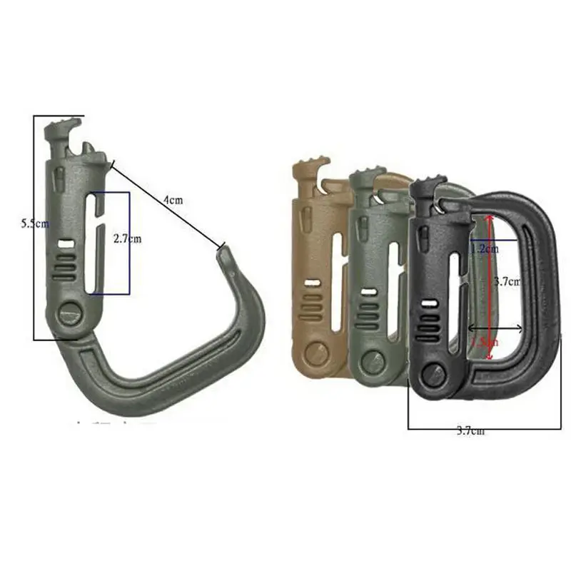 Tactical Plastic Shackle Carabiner Hanging Spring Snap Key Chain Outdoor Camping Hiking Tactical Backpack Bag Accessories