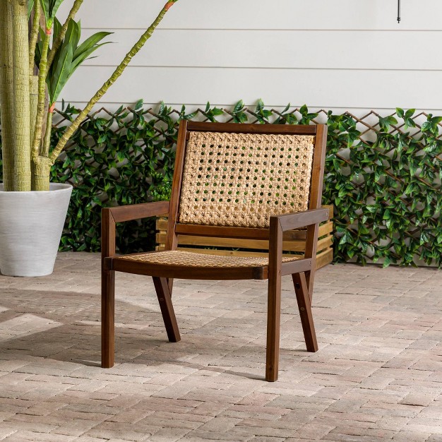 Saracina Home Modern Boho Acacia Outdoor Arm Chair