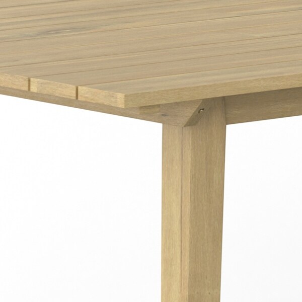 WyndenHall Nina 65 inch Wide Contemporary Outdoor Dining Table in Light Teak