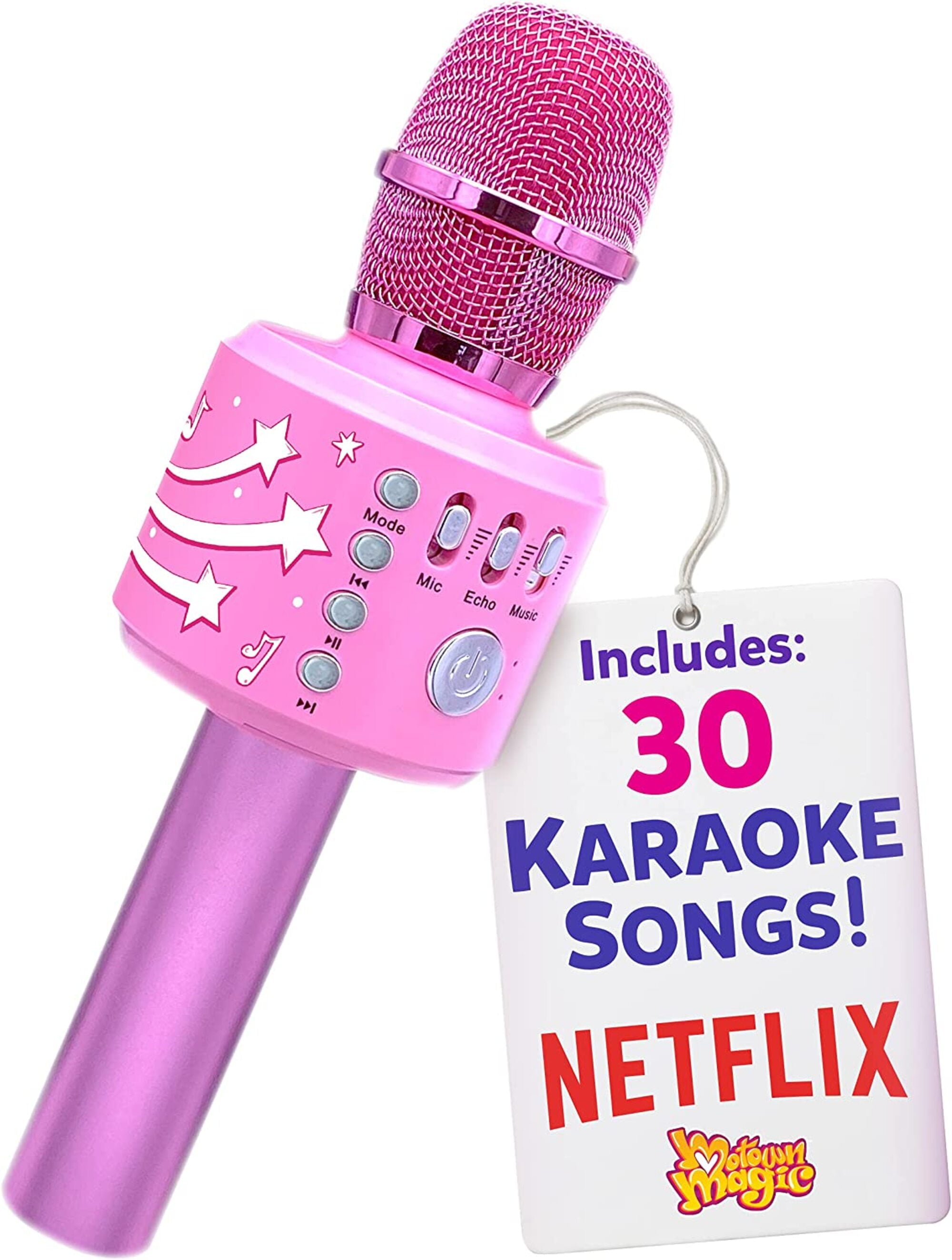 Move2Play Motown Magic， Bluetooth Karaoke Microphone， Includes 30 Famous Songs， Kids Karaoke Microphone， Birthday Gift for Boys and Girls Ages 3 4 5 6 7 8+