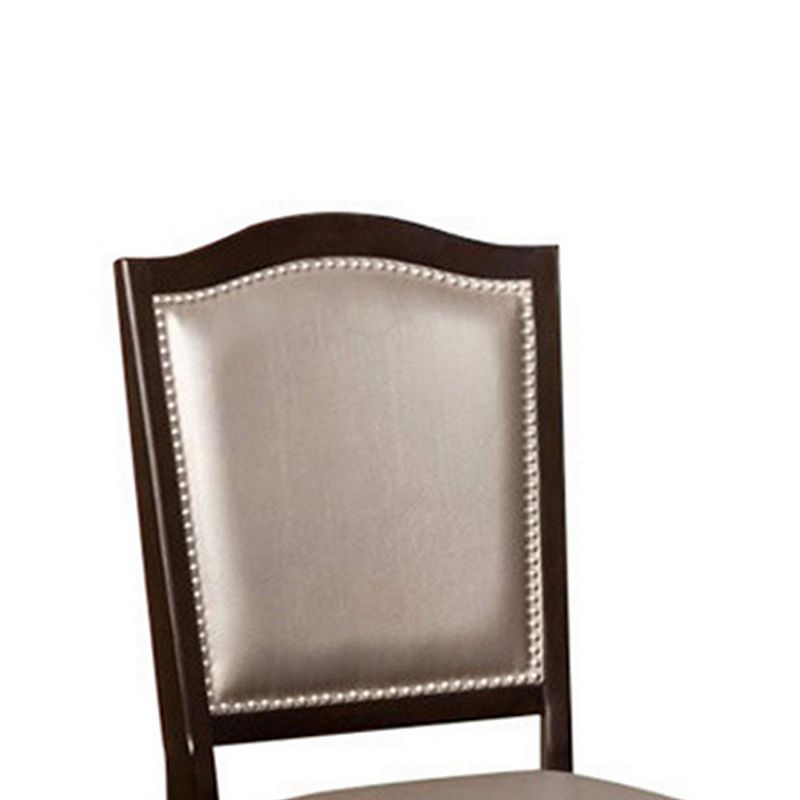 Harrington Transitional Side Chair With PVC， Brown Finish， Set of 2