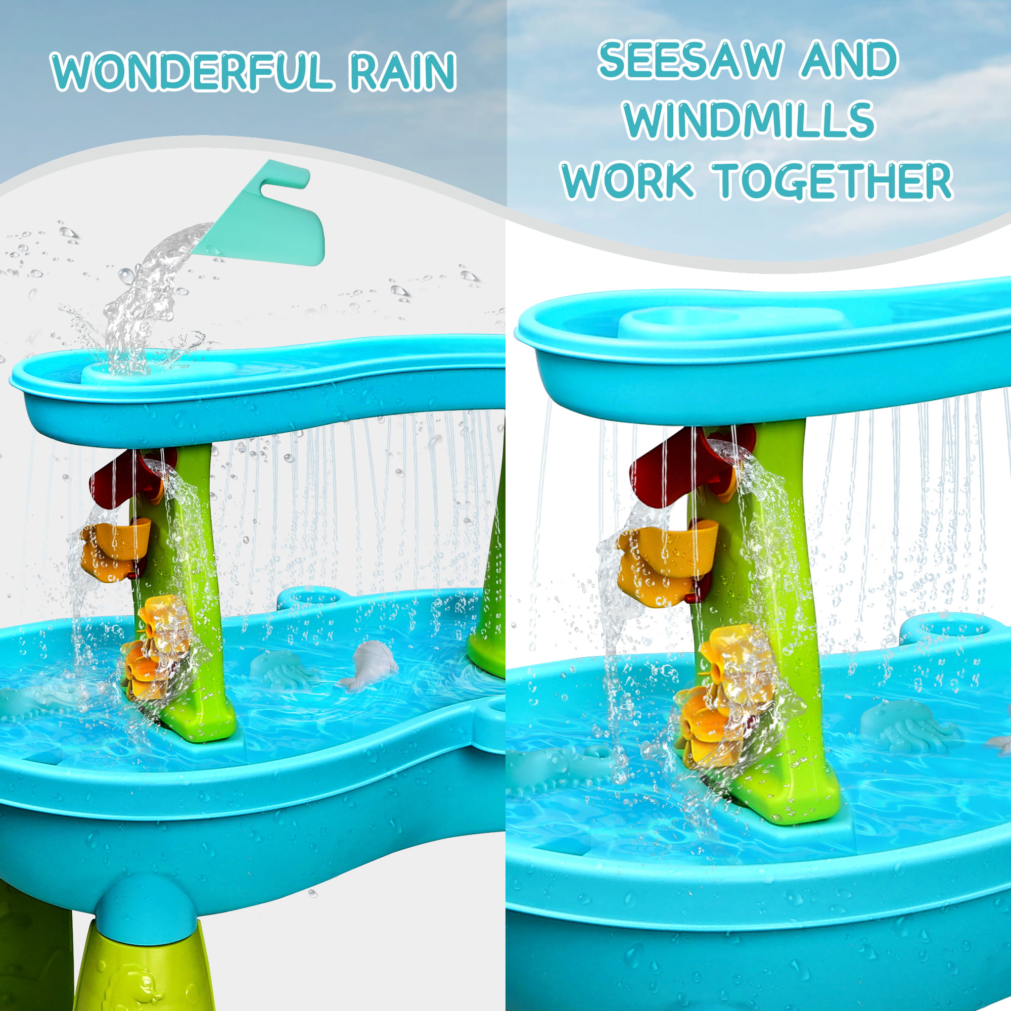 Hot Bee Water Table for Toddlers， Rain Showers Splash Pond Water Sensory Tables Summer Beach Toys for Outside Backyard for Toddlers Age 3-5