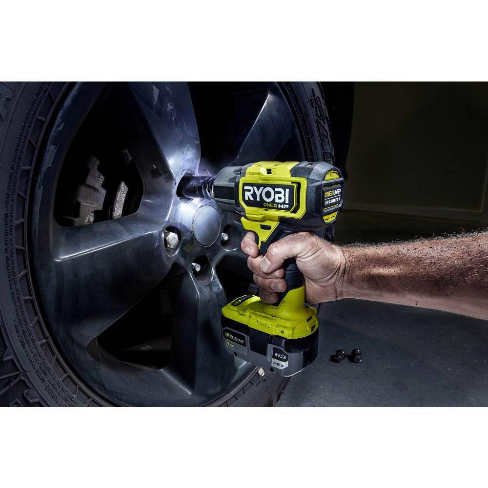 RYOBI ONE+ 18V Lithium-Ion 2.0 Ah 4.0 Ah and 6.0 Ah HIGH PERFORMANCE Batteries and Charger Kit w HP Brushless Impact Wrench PSK007-P262