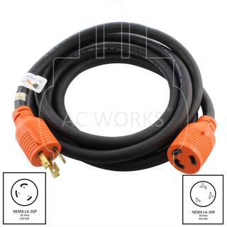 AC WORKS 10 ft. SOOW 103 NEMA L6-30 30 Amp 250-Volt Rubber Extension Cord L630PR-010D