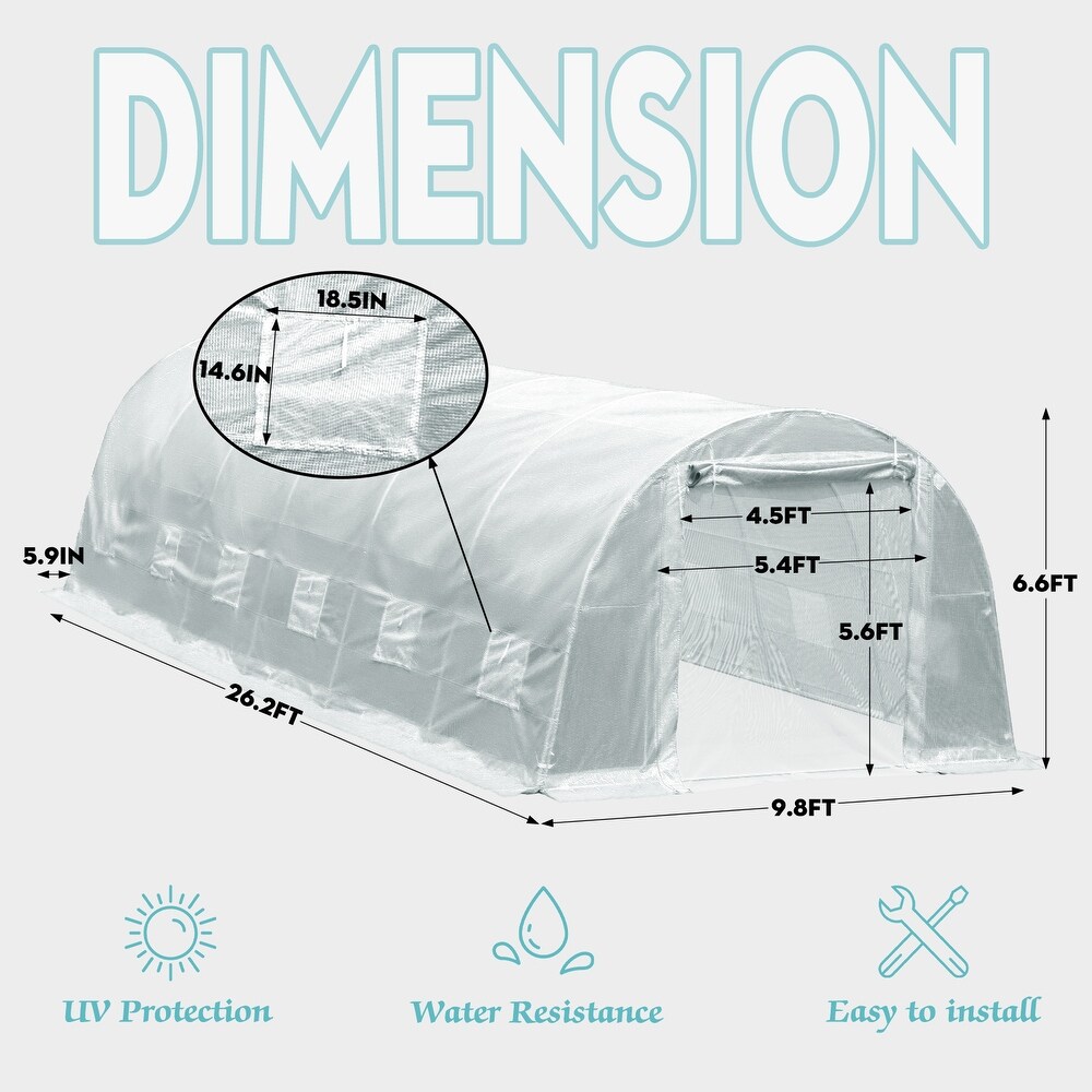 Aoodor Patio Greenhouse Heavy Duty Frame Portable Hot House with 1 Zippered Screen Doors
