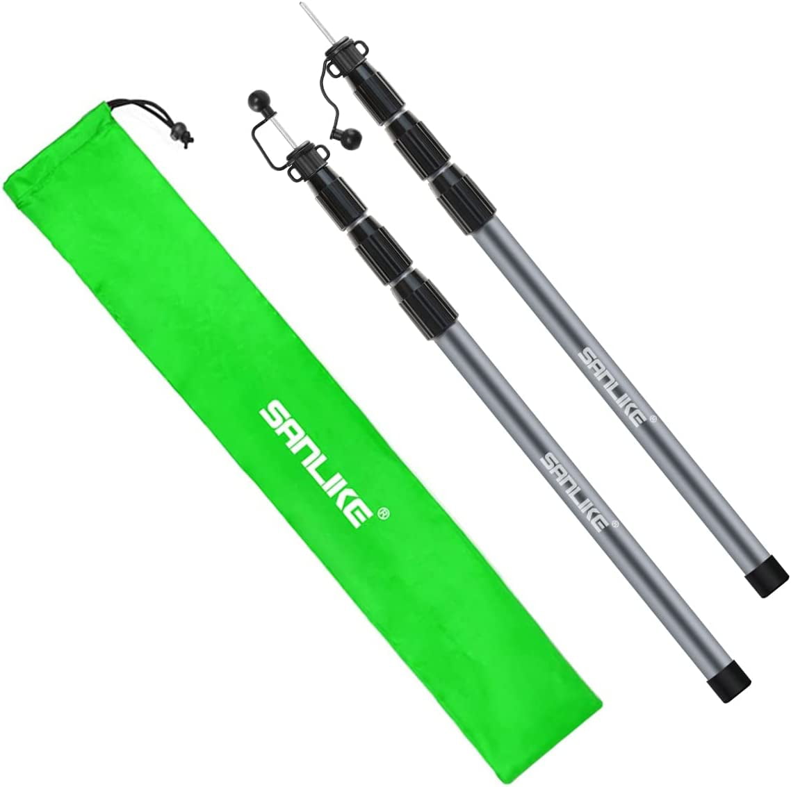 SAN LIKE Telescoping Tarp Poles 98.5in Aluminum Camping Tent Poles Camping poles for Hiking Lightweight Tent Poles for Tarp 4 Section Adjustable Tent Accessories Set of 2 &1 Bag