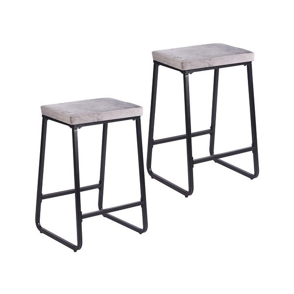 Porthos Home Samu Bar Stools Set of 2， Velvet Upholstery， Iron Legs