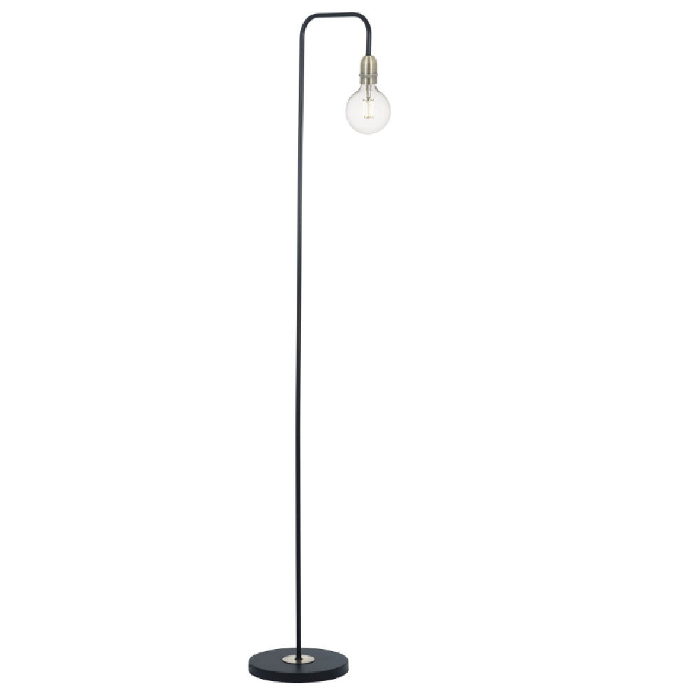 DAR KIE4922 Kiefer Black & Antique Brass Vintage Floor Lamp 162cm