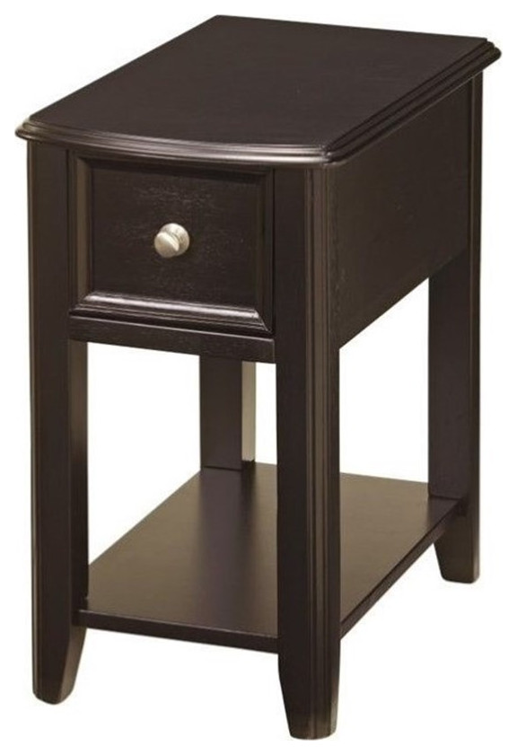 Bowery Hill 1 Drawer End Table in Almost Black   Transitional   Side Tables And End Tables   by Homesquare  Houzz