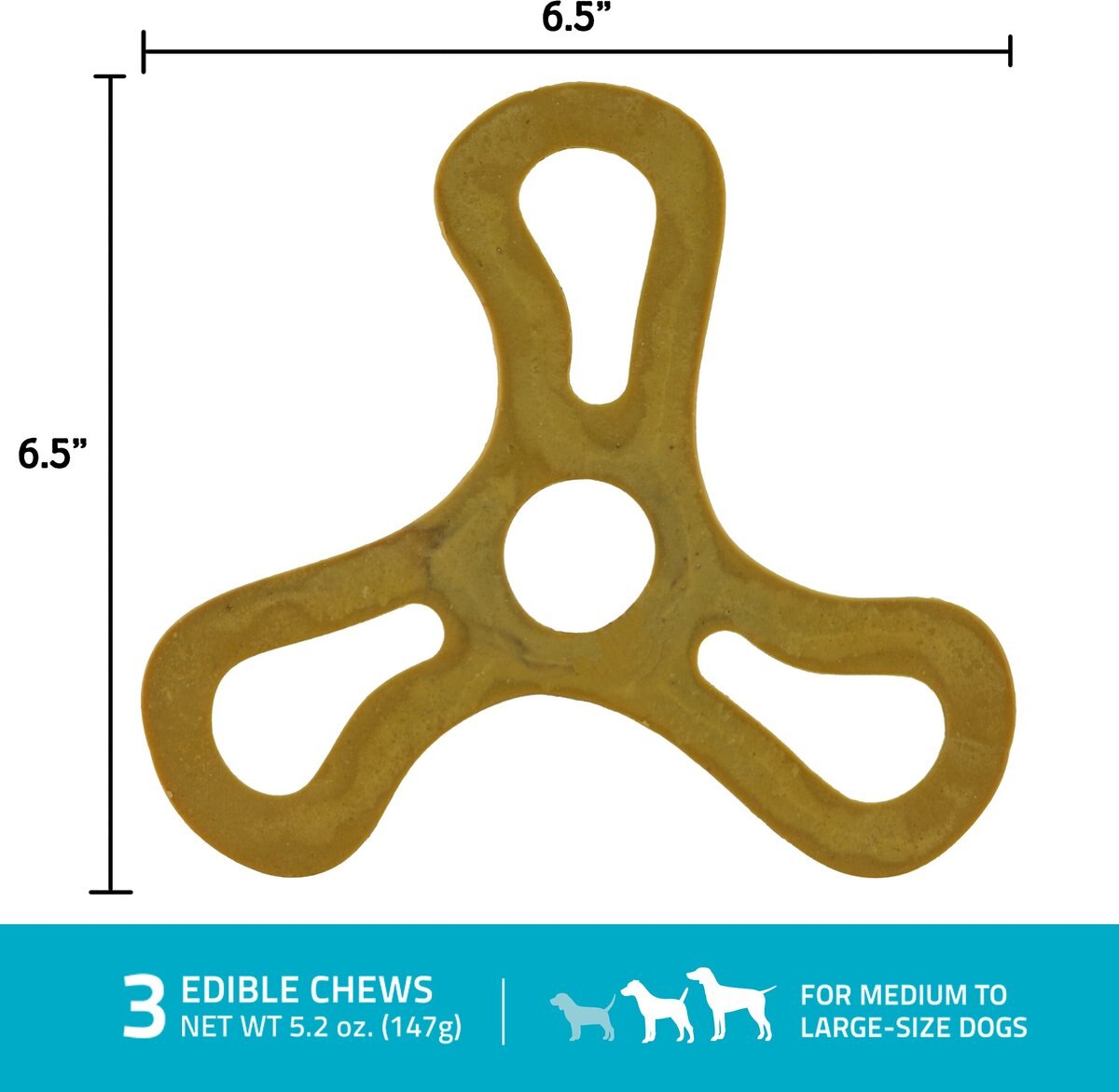 ZoomaChew Large Fetchin' Flyers Dog Treats， 3 count