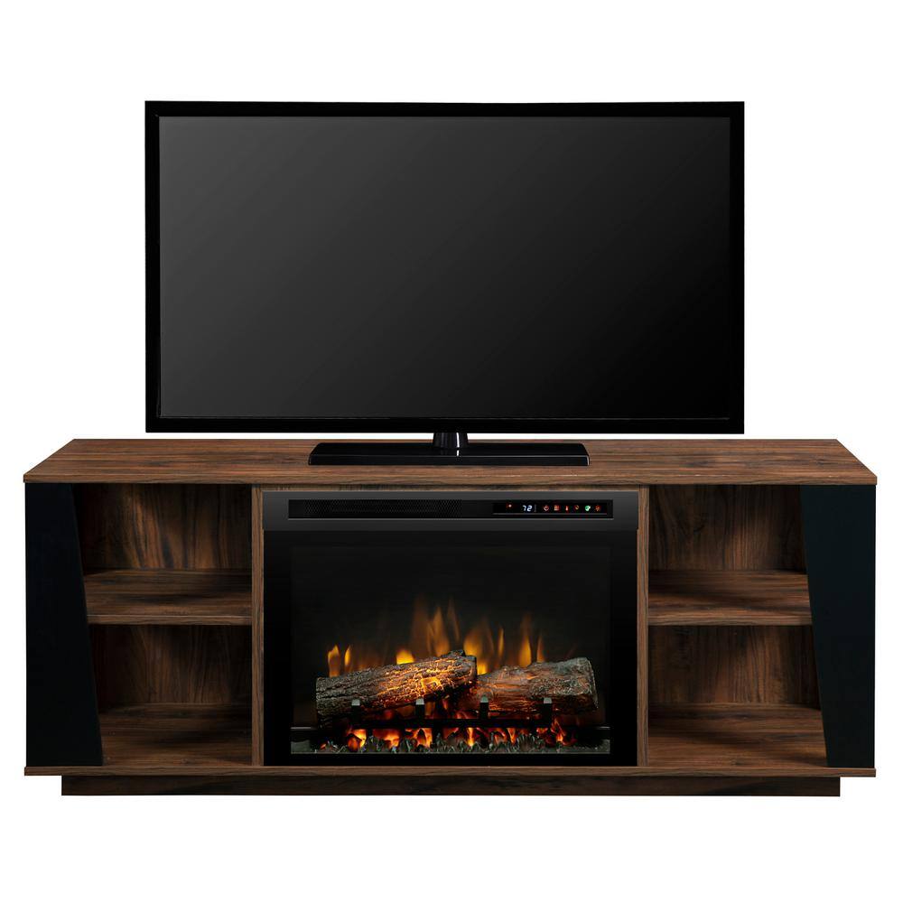 Dimplex Arlo 60 in. Electric Fireplace with Glass Ember Bed in Walnut with 26 in. Media Console GDS26G8-1918TW