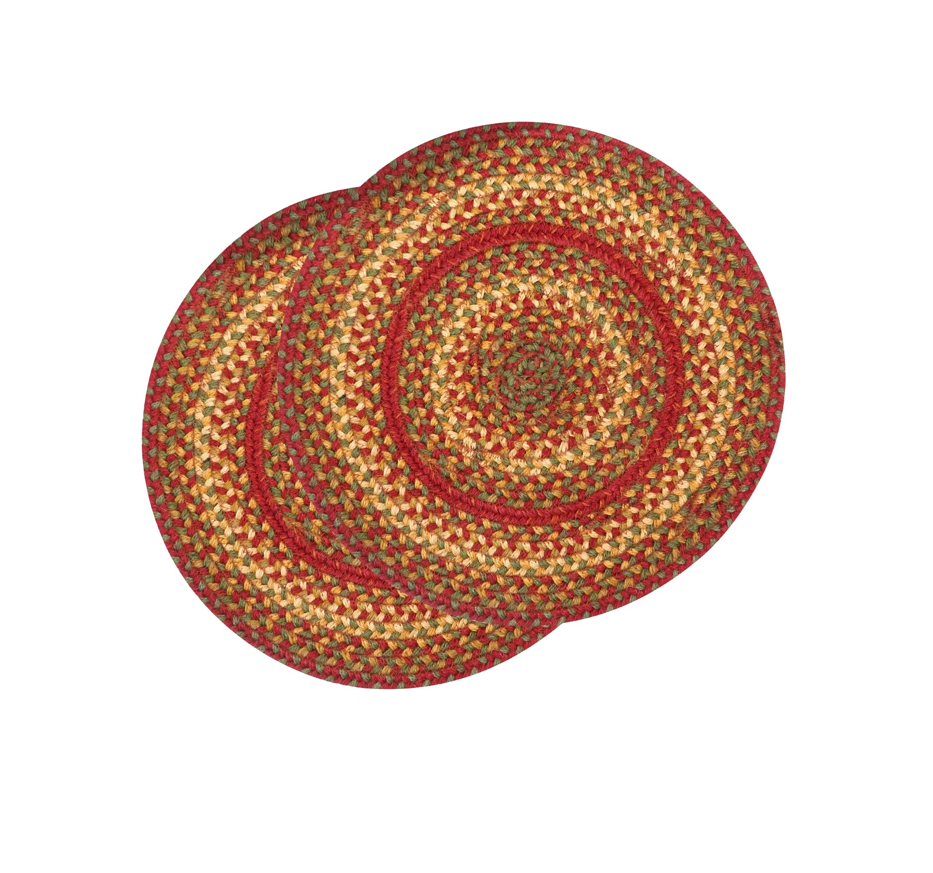 Cider Barn 15 Round Red Jute Placemat (Set of 2) Farmhouse Table Decor Trivets for Kitchen and Dining Table Mat