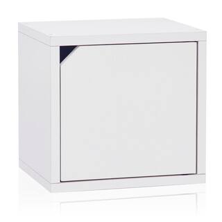 Way Basics 12.6 in. H x 13.4 in. W x 11.2 in. D White Eco Stackable Storage Cube Organizer with Door WB-C-DCUBE-WE