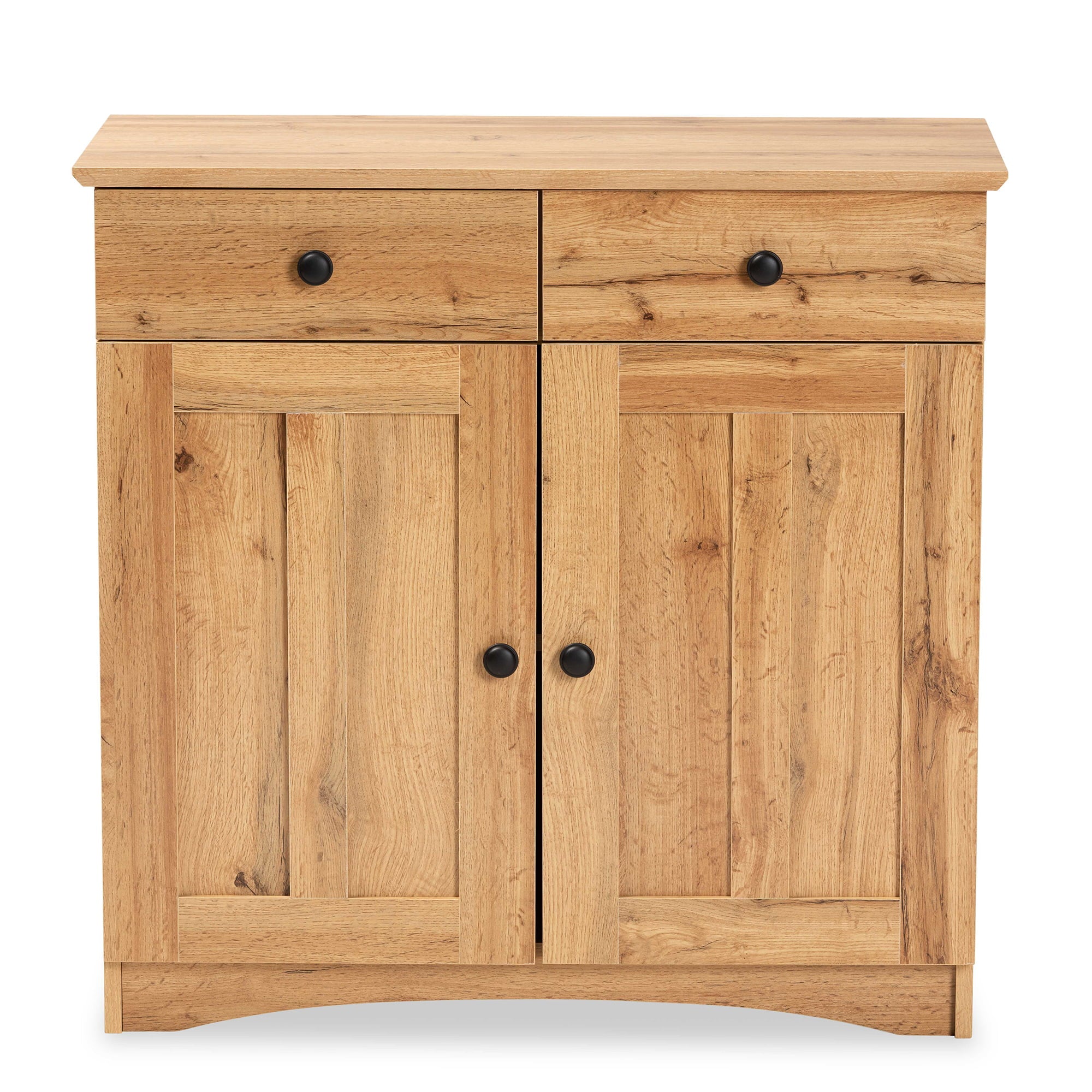 Baxton Studio Lauren Modern and Contemporary Oak Brown Finished Wood 2-Door Buffet Kitchen Cabinet