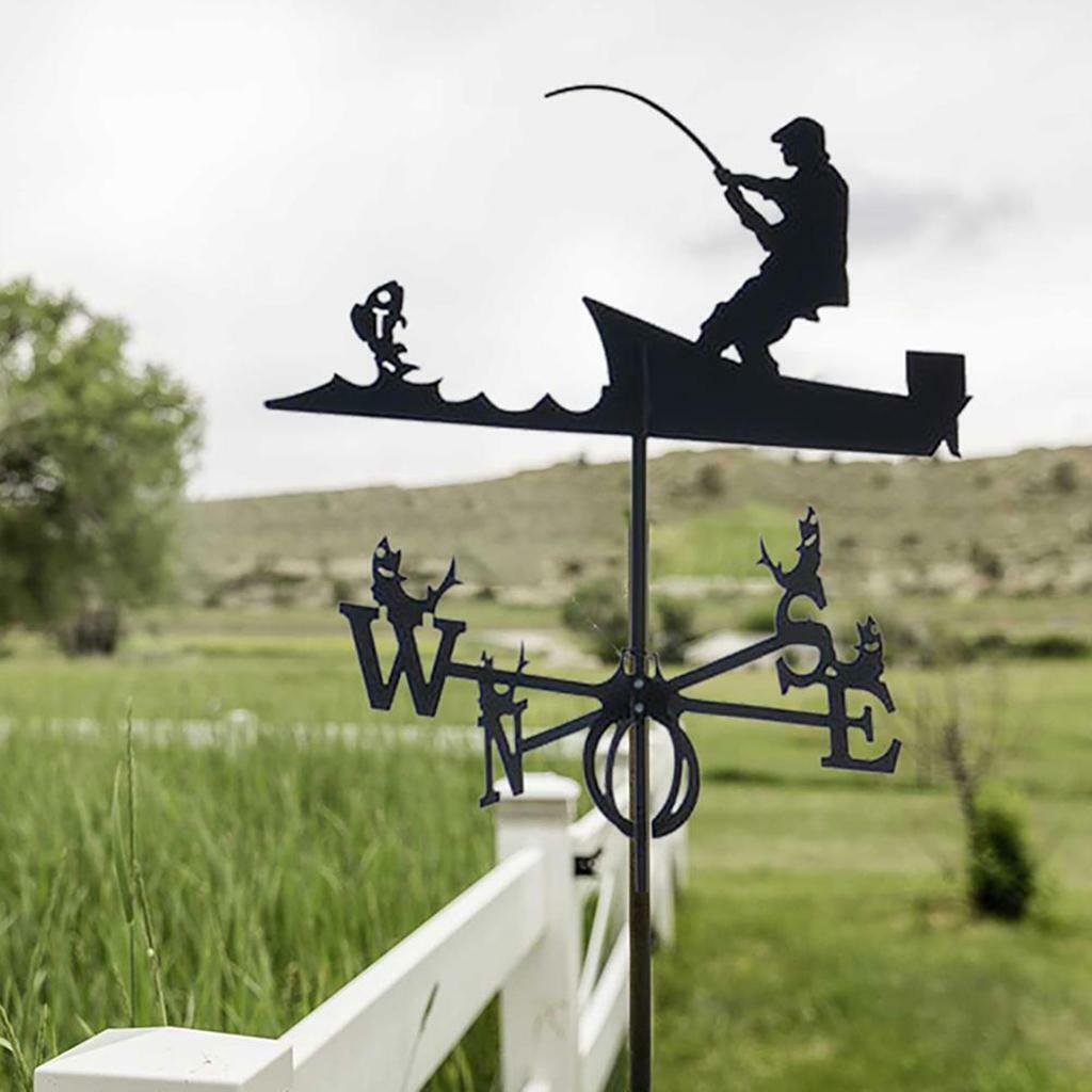 Metal Weathervane Weather Vane Wind Direction Indicator Scene Stake Ornament