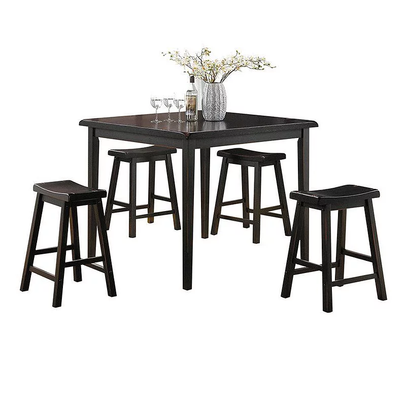 Gaucho 5 Piece Pack Counter Height Set， Black