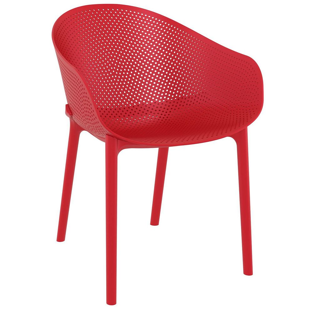 32 Red Solid Outdoor Dining Chair