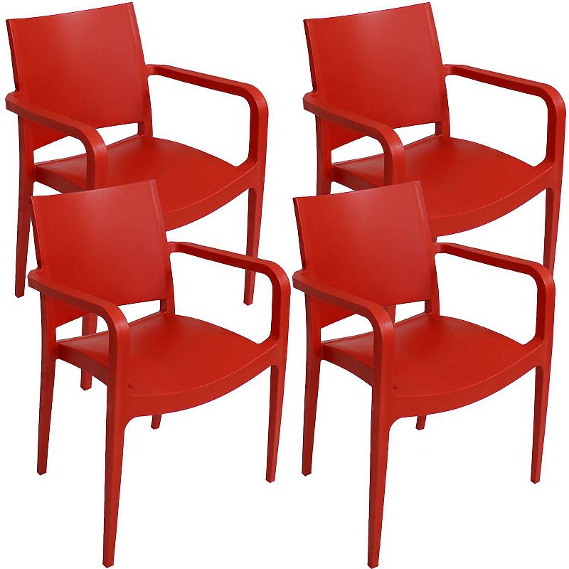 Sunnydaze Set Of 4 Landon Plastic Stackable Dining Armchairs