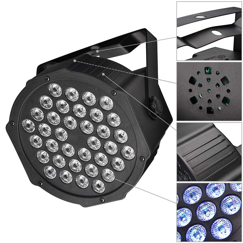 Yescom Par36 LED Par Light 20W Sound Activated DMX Remote Control 4ct/Pack