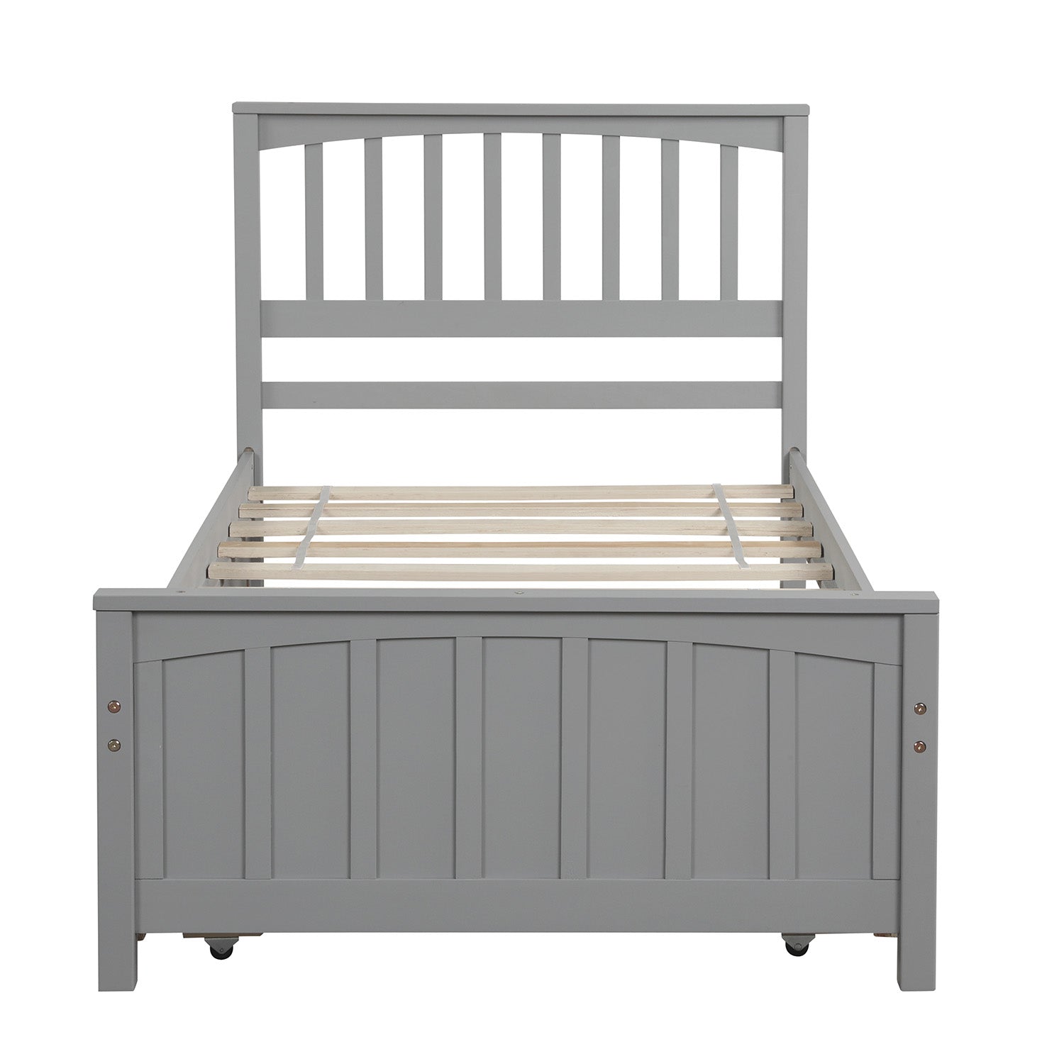 Twin Size Platform Bed with Trundle, Gray