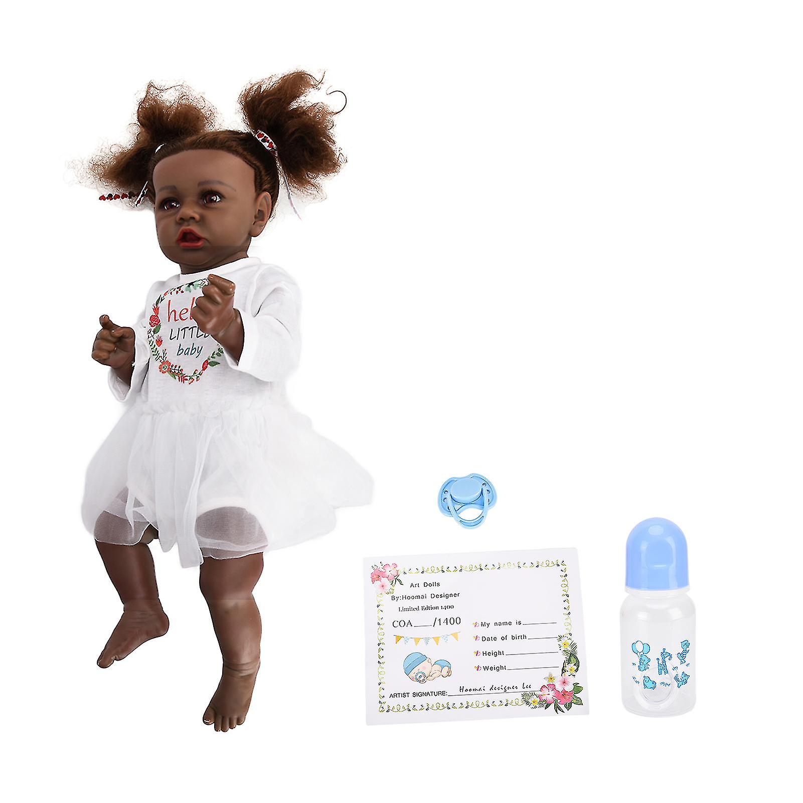 Reborn Baby Dolls Full Vinly Body African American Black Baby Girls Dolls 22 Inches with Clothes for Children