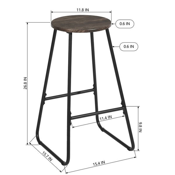 Armless Counter Stools MDF Seat with Metal Legs