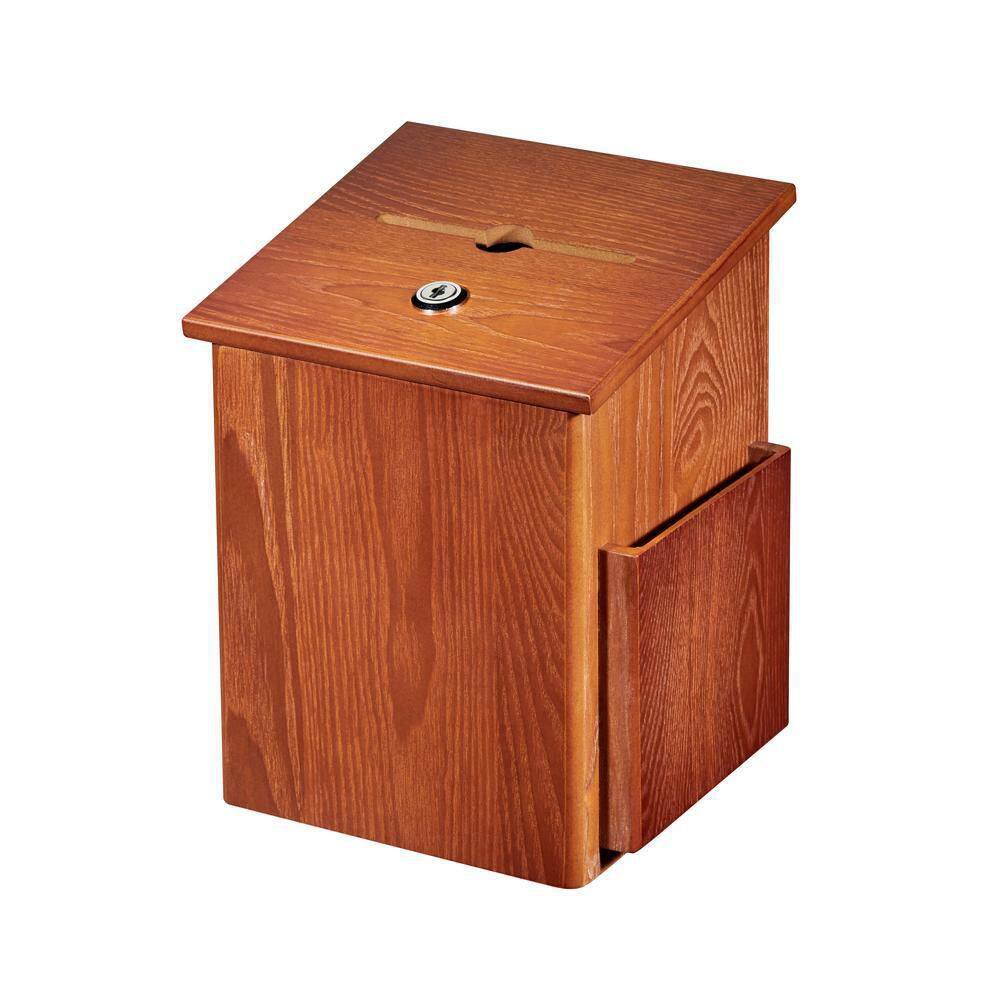 AdirOffice Squared Wood Locking Suggestion Box Medium Oak with Suggestion Cards 632-01-MEO-PKG