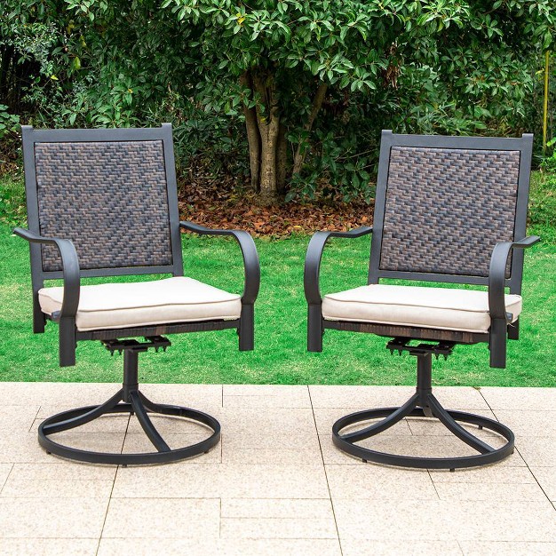 Rattan Wicker 360 Swivel Patio Dining Chairs Captiva Designs