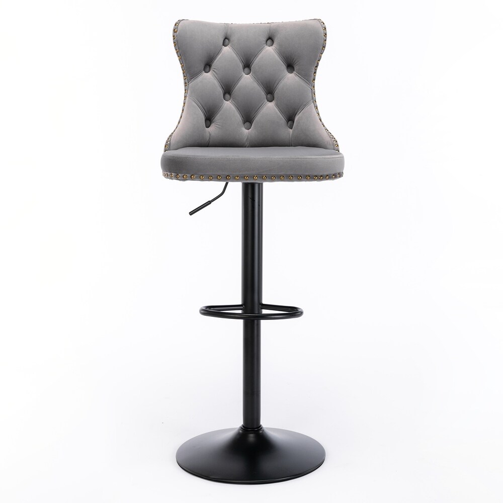 Swivel Velvet Upholstered Barstools Adjusatble Seat Height   N/A