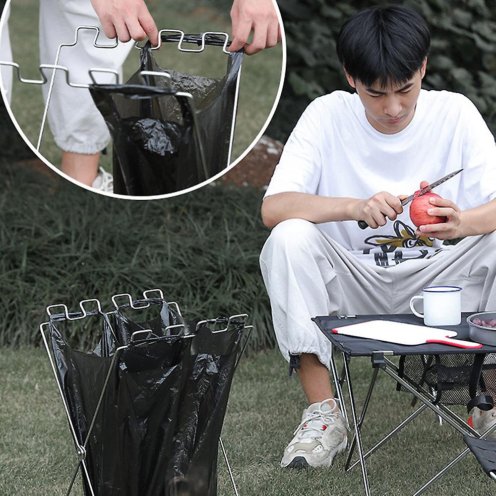 Trash Rack Outdoor Folding Garbage Bag Holder Trash Bag Frame For Kitchen Camping Picnic Barbecue No.299843