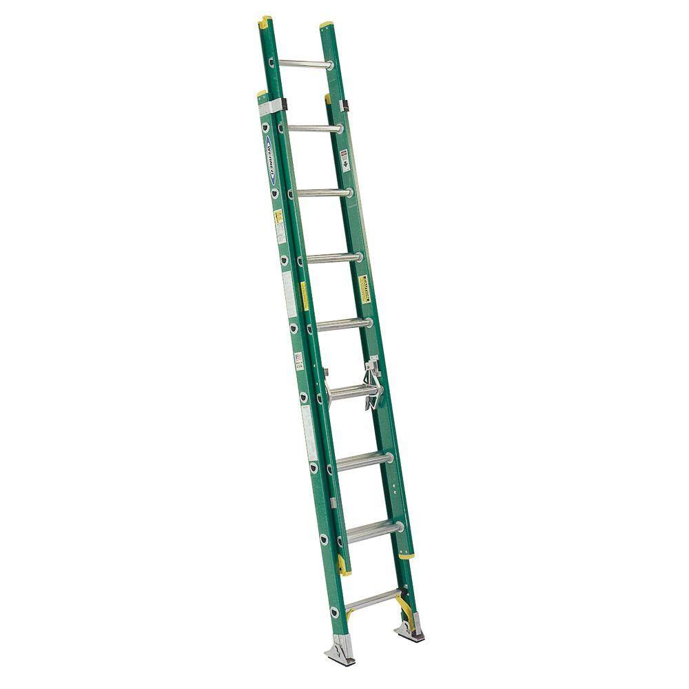 Werner 16 ft. Fiberglass D-Rung Extension Ladder with 225 lb. Load Capacity Type II Duty Rating D5916-2