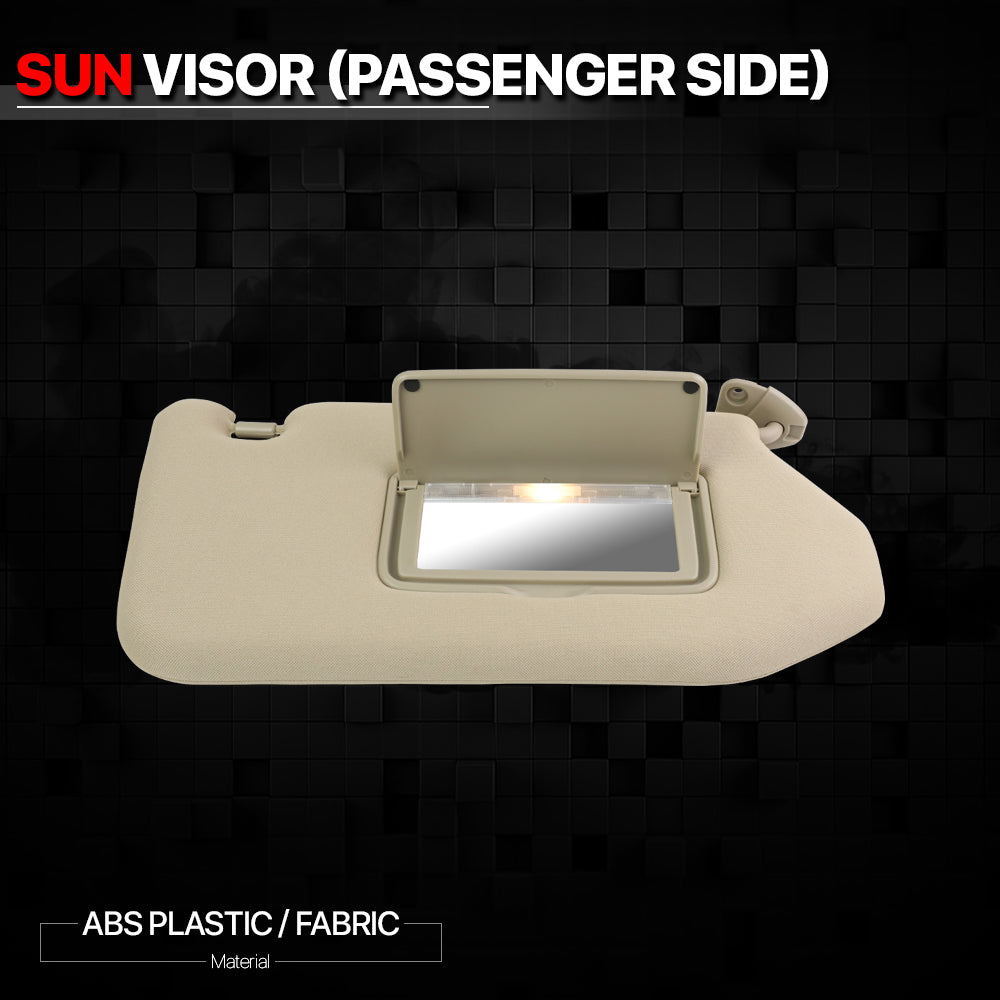 Yellow Sun Visor Sunshade Right Passenger w/Light+Mirror for 03-19 Pathfinder