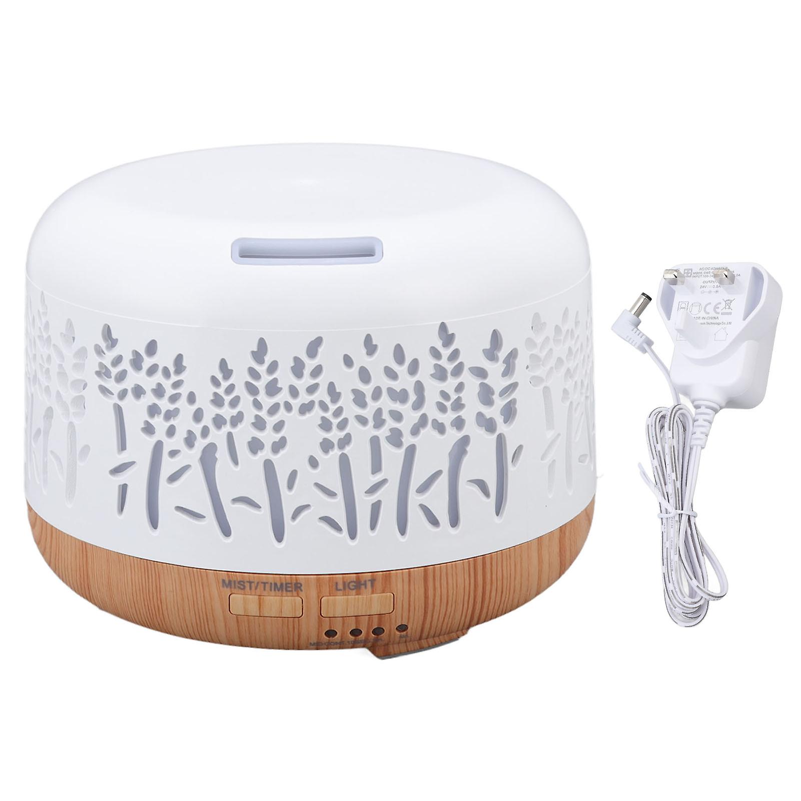 Desktop Humidifier 300ml Wood Grain Design Low Noise Aromatherapy Humidifier with LED Color Light 100‑240V UK Plug