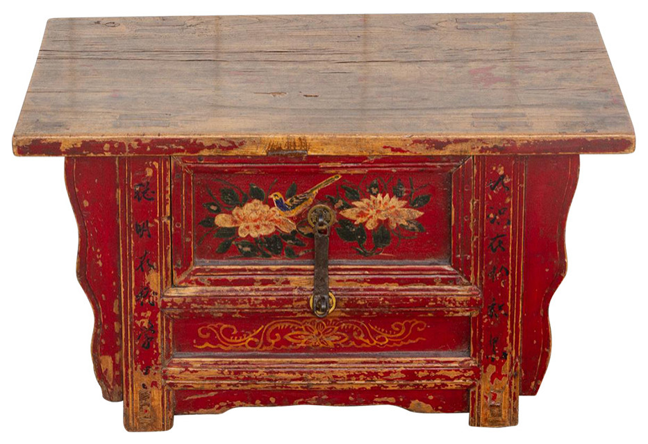 Antique Floral Kang Low Table   Asian   Side Tables And End Tables   by De cor  Houzz