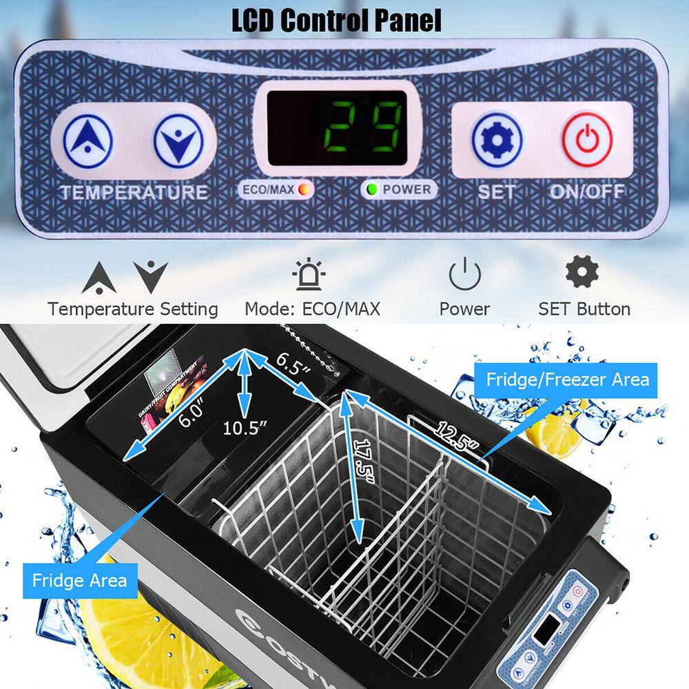 Costway 55 Quart Portable Refrigerator Electric Car Chest Cooler Compressor Freezer Camping EP24755US-SL