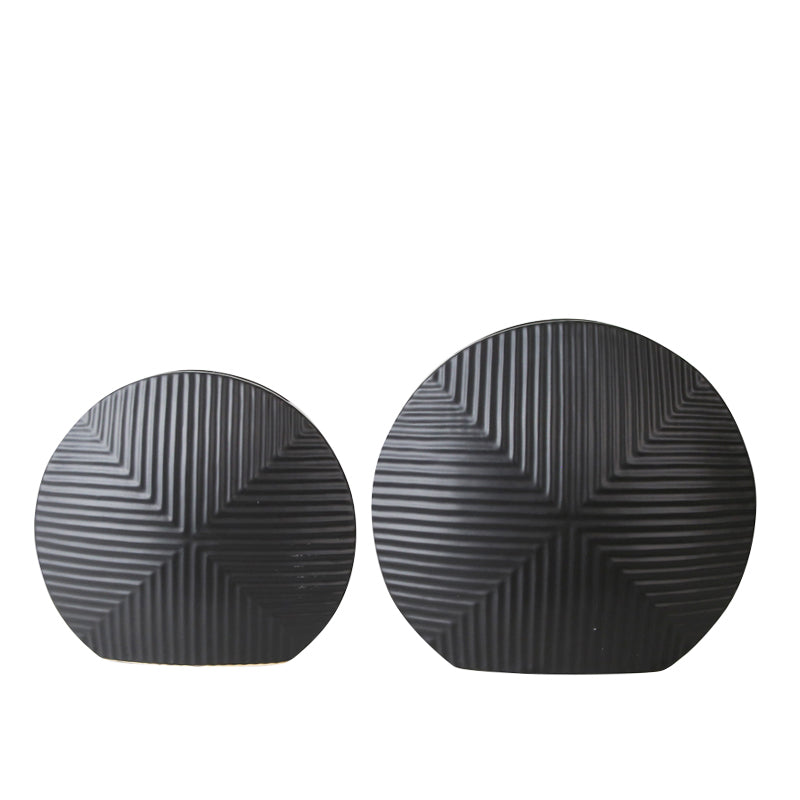 Black Geometric Ceramic Vase-B Fa-D2015B